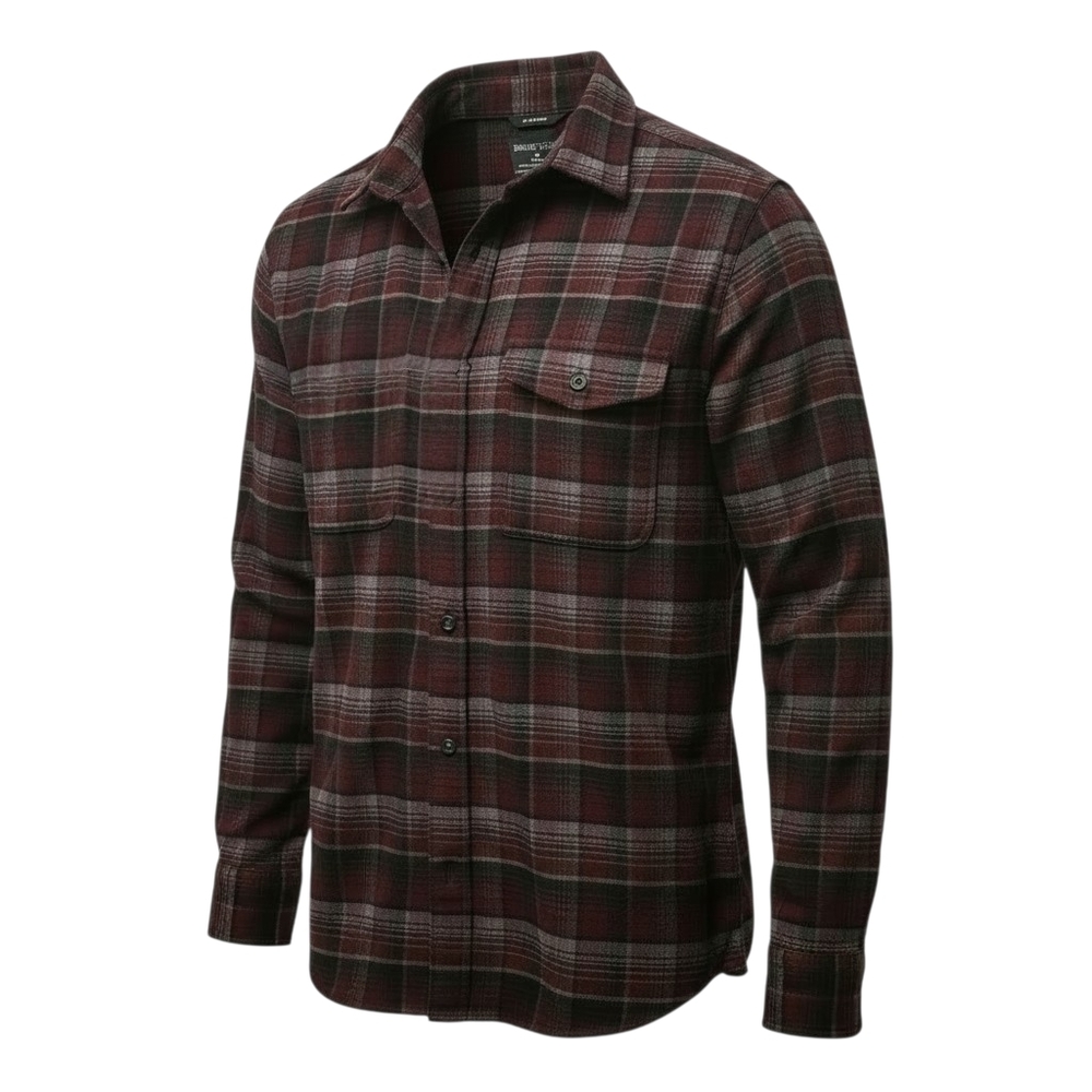 Swiss Tech Men's Burgundy Plaid Button Down Shirt Sz L